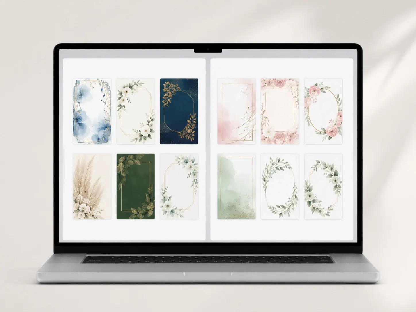 Planner comparing batches of client invitation designs across two events on one screen