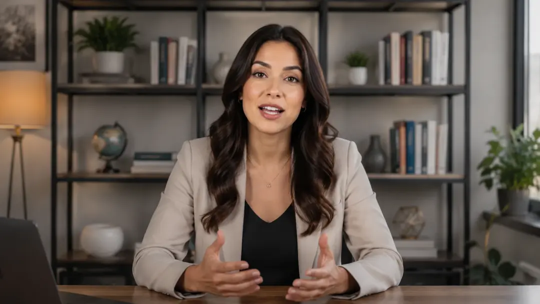 Online course instructor speaking with matched lip movements