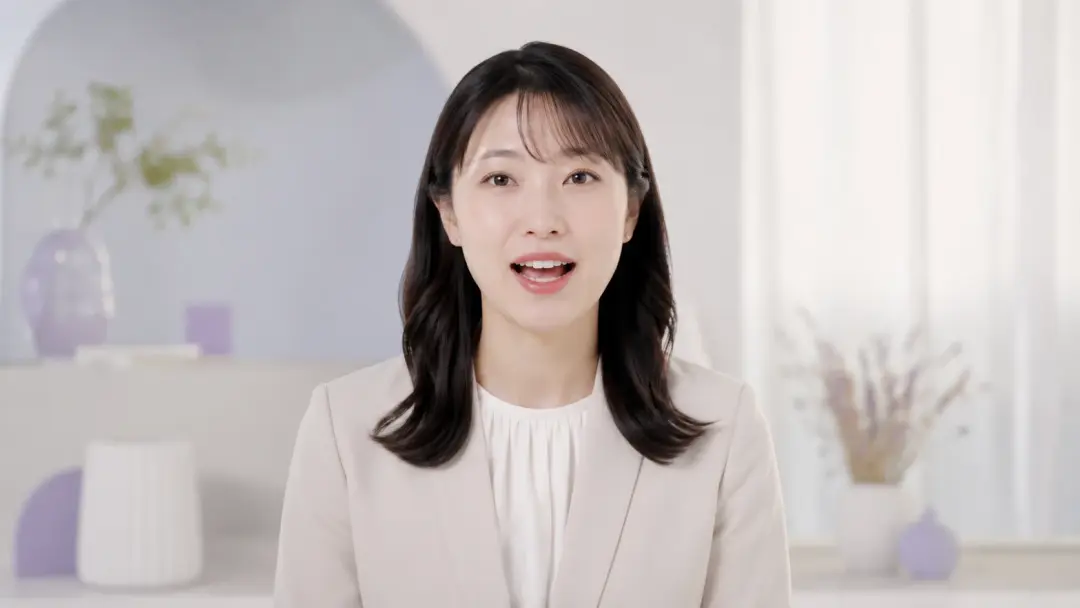 ブランド担当者の写真が話す案内動画のリップシンク例