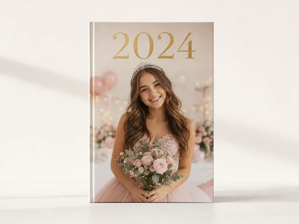 Birthday keepsake cover with an uploaded photo and the year across the masthead