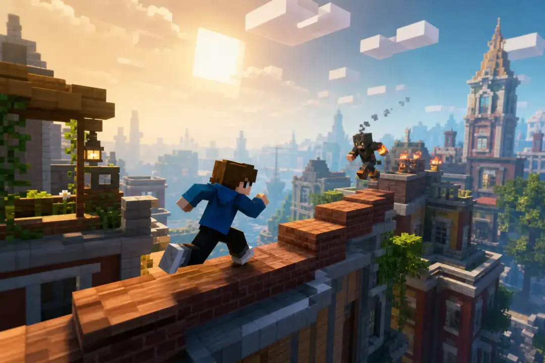 Story Voiceover Shorts shown as a finished minecraft parkour video generator scene