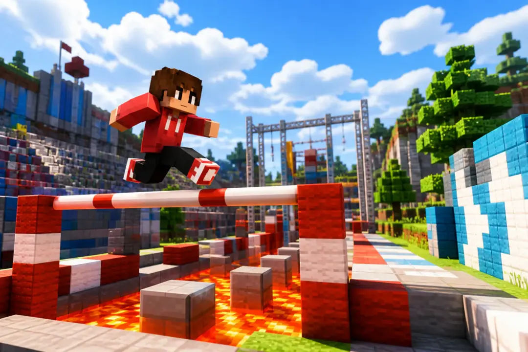 Gaming Commentary Clips shown as a finished minecraft parkour video generator scene