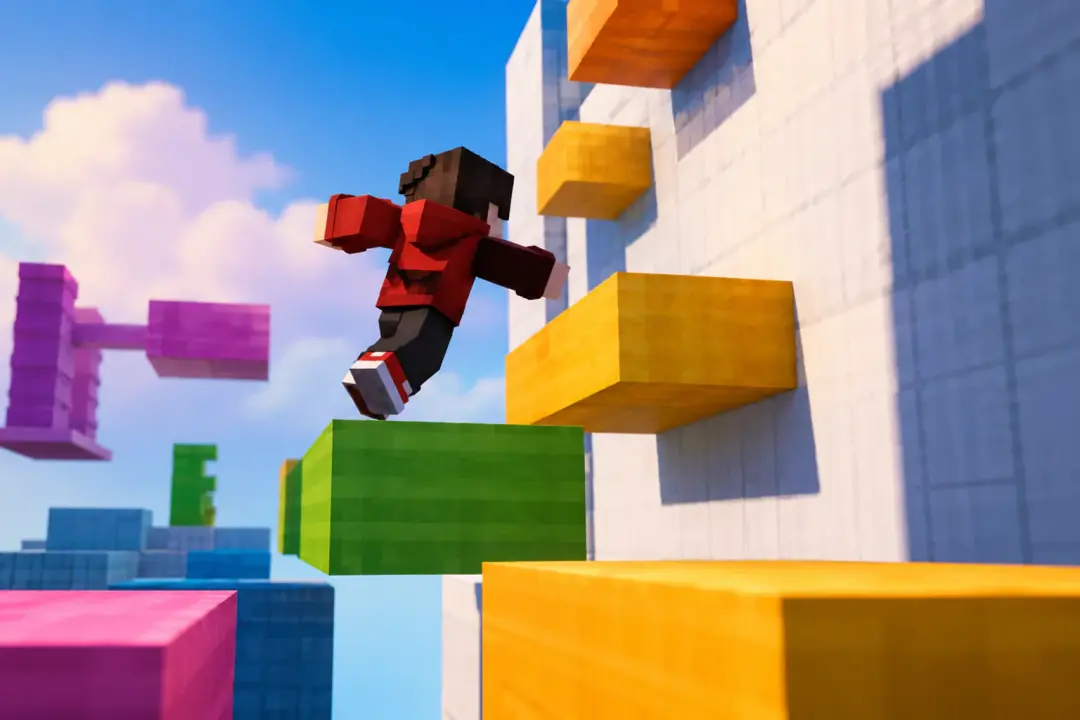 Format Testing For Social shown as a finished minecraft parkour video generator scene