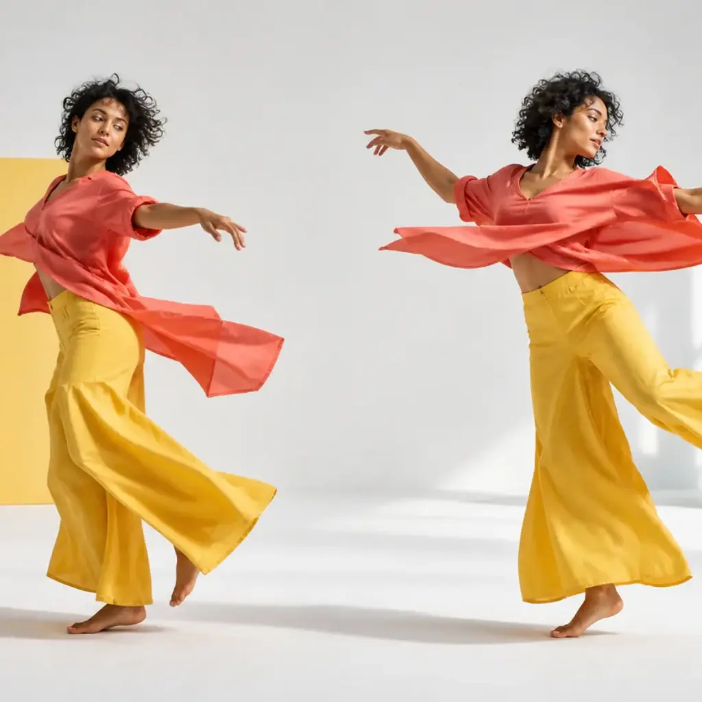 Character following a clear reference movement in a bright motion controlled video scene