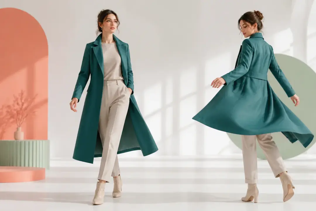 Digital character testing a human performance movement in a bright studio