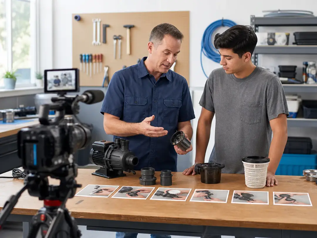 Training video storyboard with timed scenes, narration prompt, and preview panel
