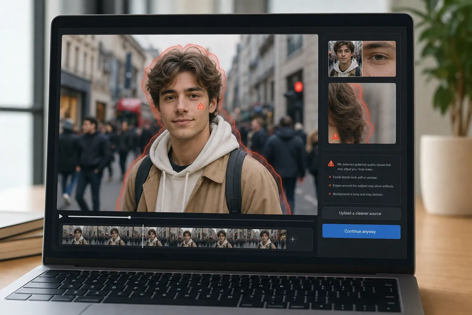 Face and Edge Fidelity Check feature in Photo to Video AI - AI Photo to Video Generator