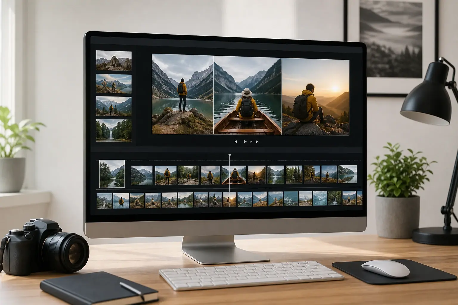 A photo album arranged into a picture movie using the photo video maker in a browser