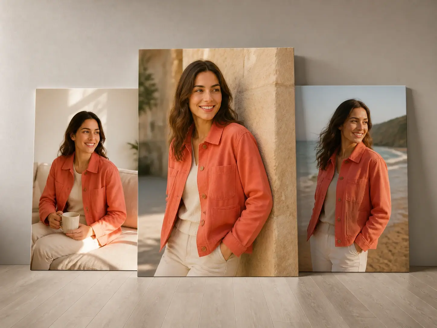 Content creator relighting a flat lay photo to a brighter even studio look