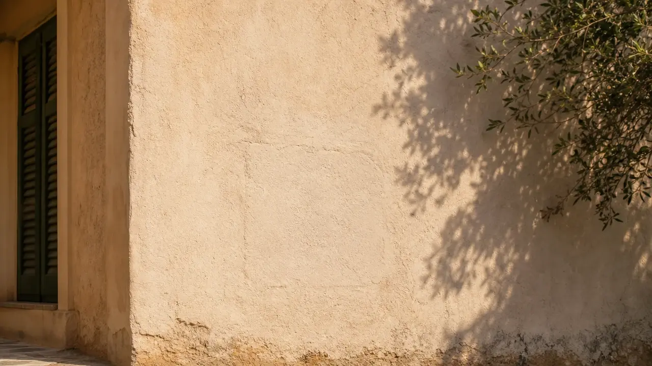 Close up of an erased signpost area filled with matching wall texture and light by VideoAI