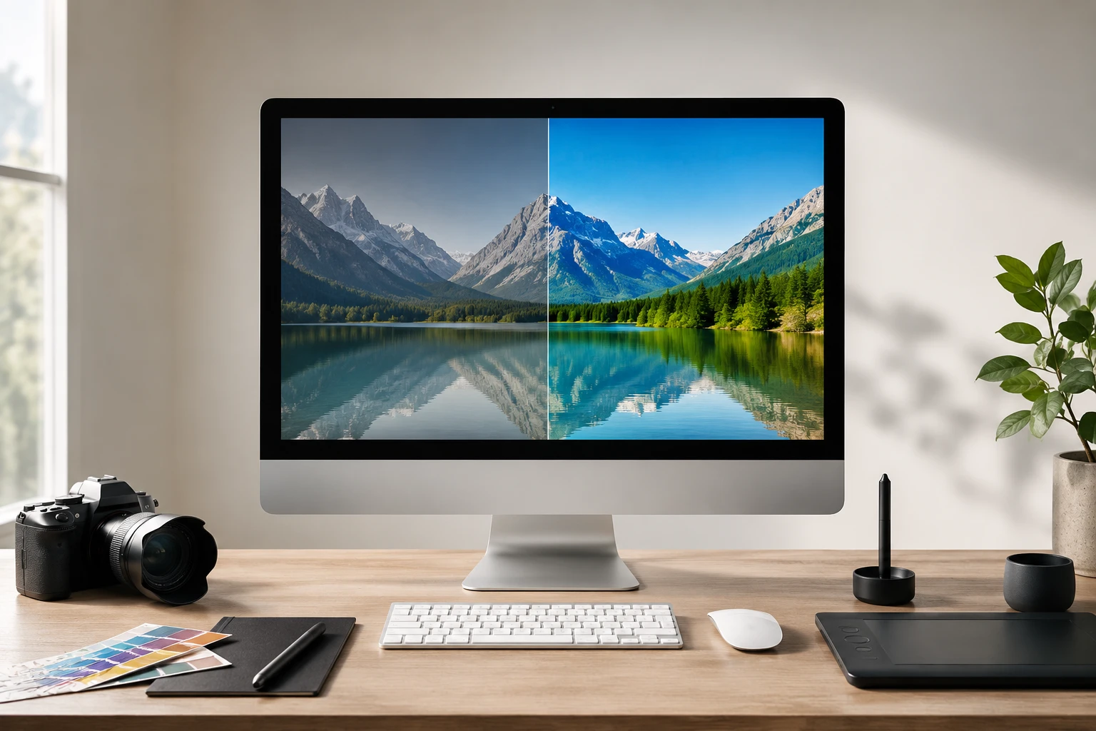 Hit erase, preview the cleaned picture, and once it looks right export and download the finished image at up to 4K resolution.