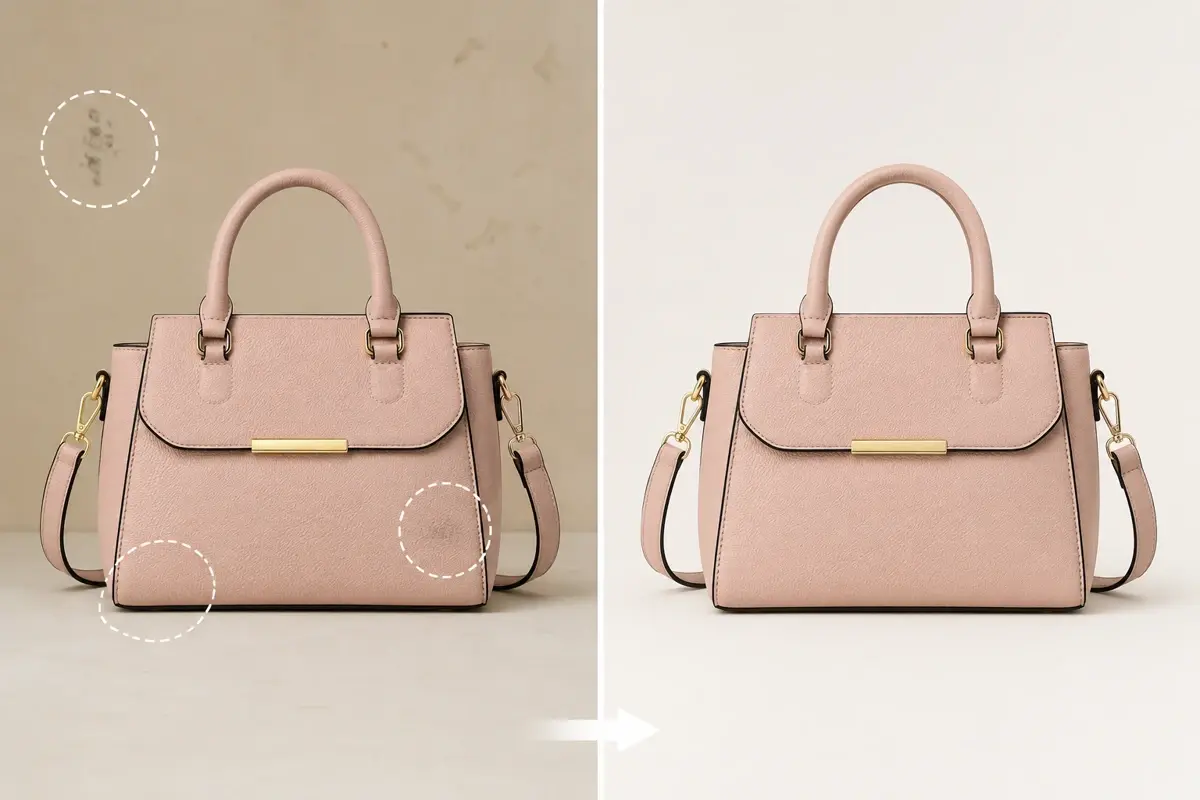 Clean product listing image prepared with remove text from image workflow