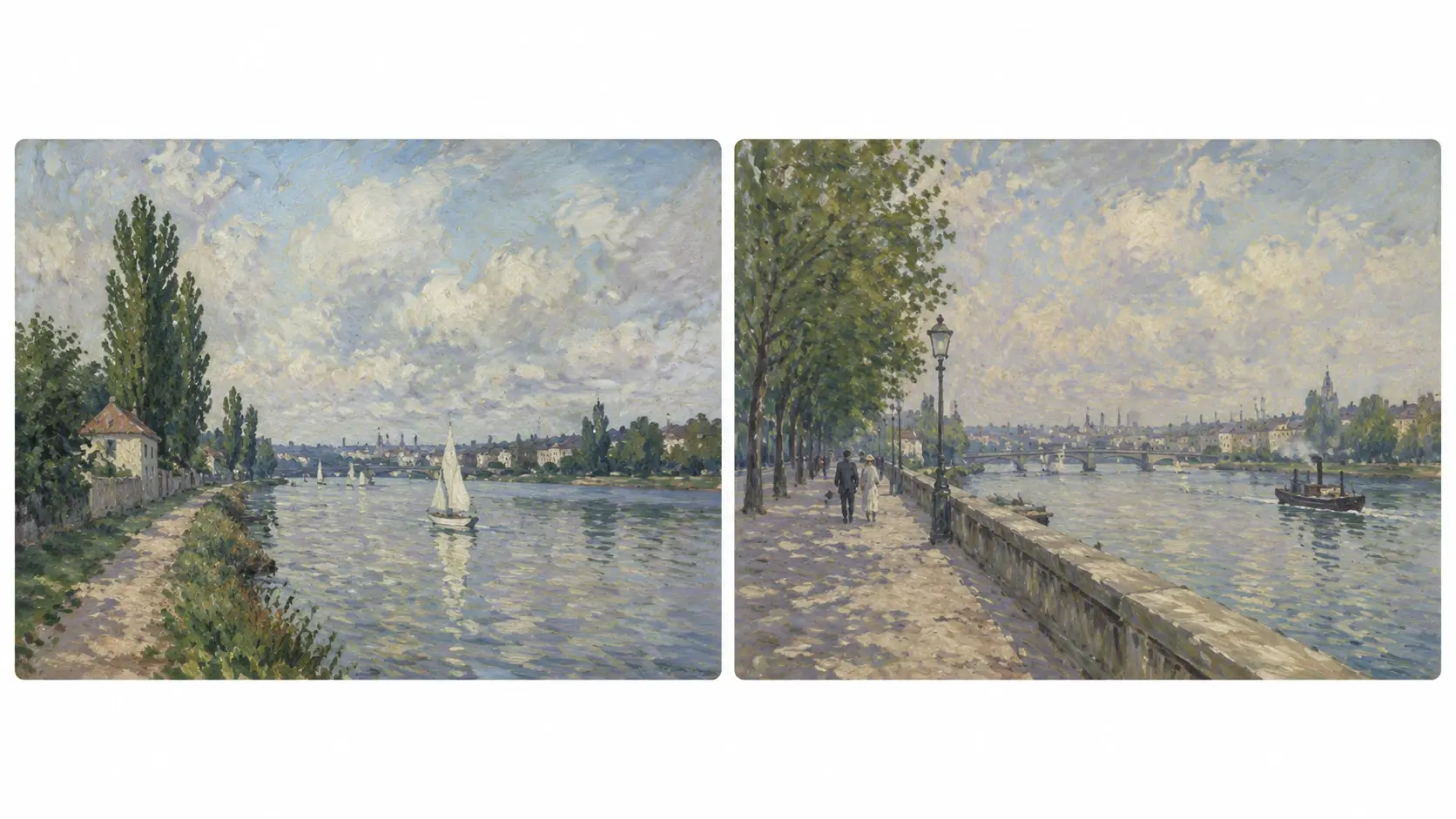 Reference painting and video frame matched in impressionist style