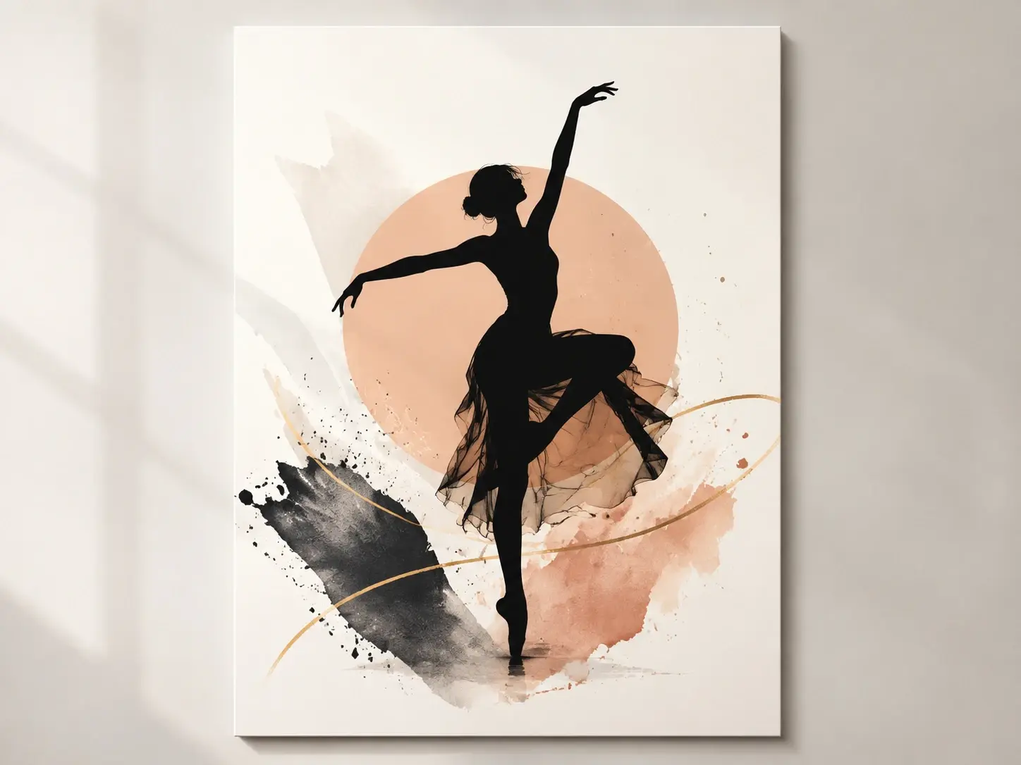 A poster layout using a black silhouette of a dancer as a bold graphic element