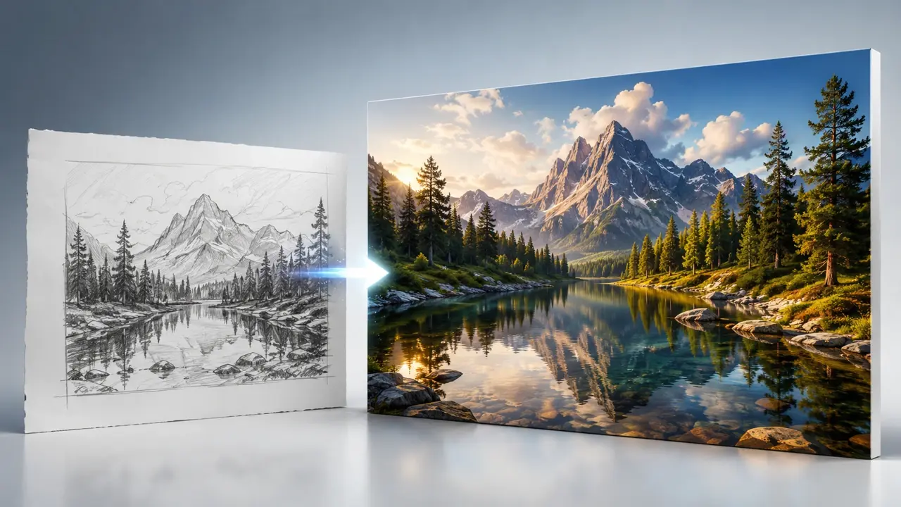 Detailed 4K color illustration exported from a rough pencil sketch shown at print size