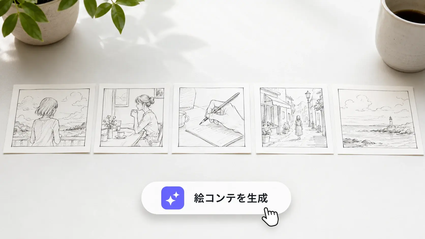 台本から場面ごとのカット列に起こした絵コンテの仕上がり