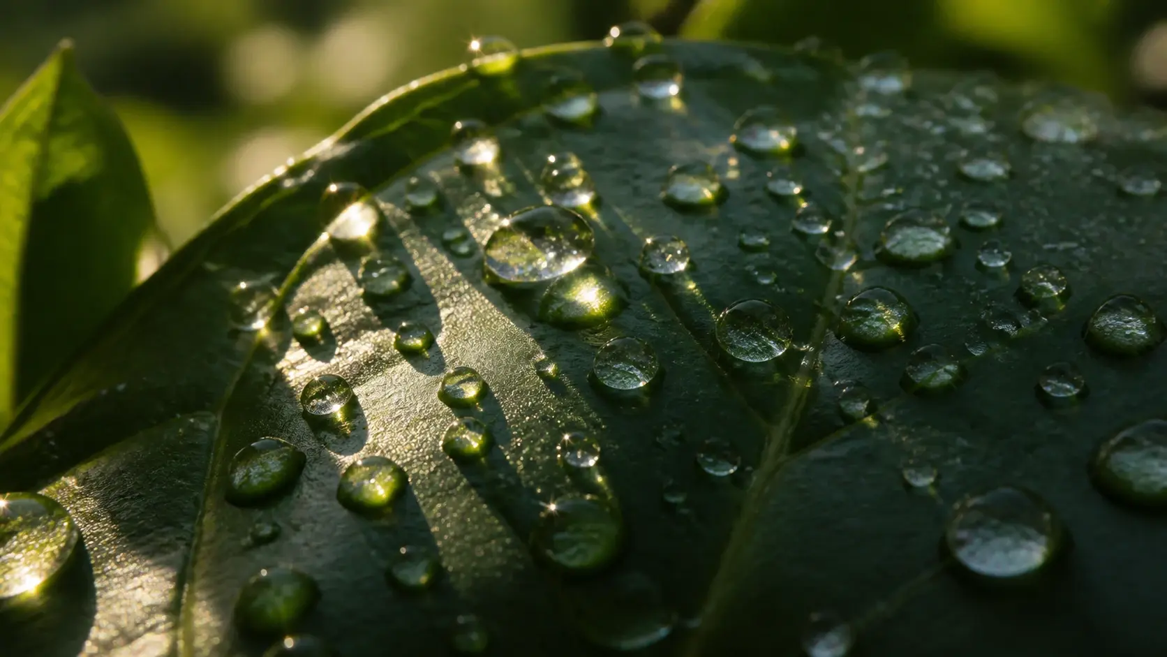 Close view of sparkle on a wet surface following the natural light
