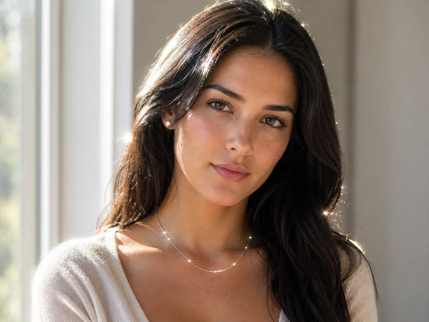 A portrait with a sparkle effect added along the light on hair and jewelry