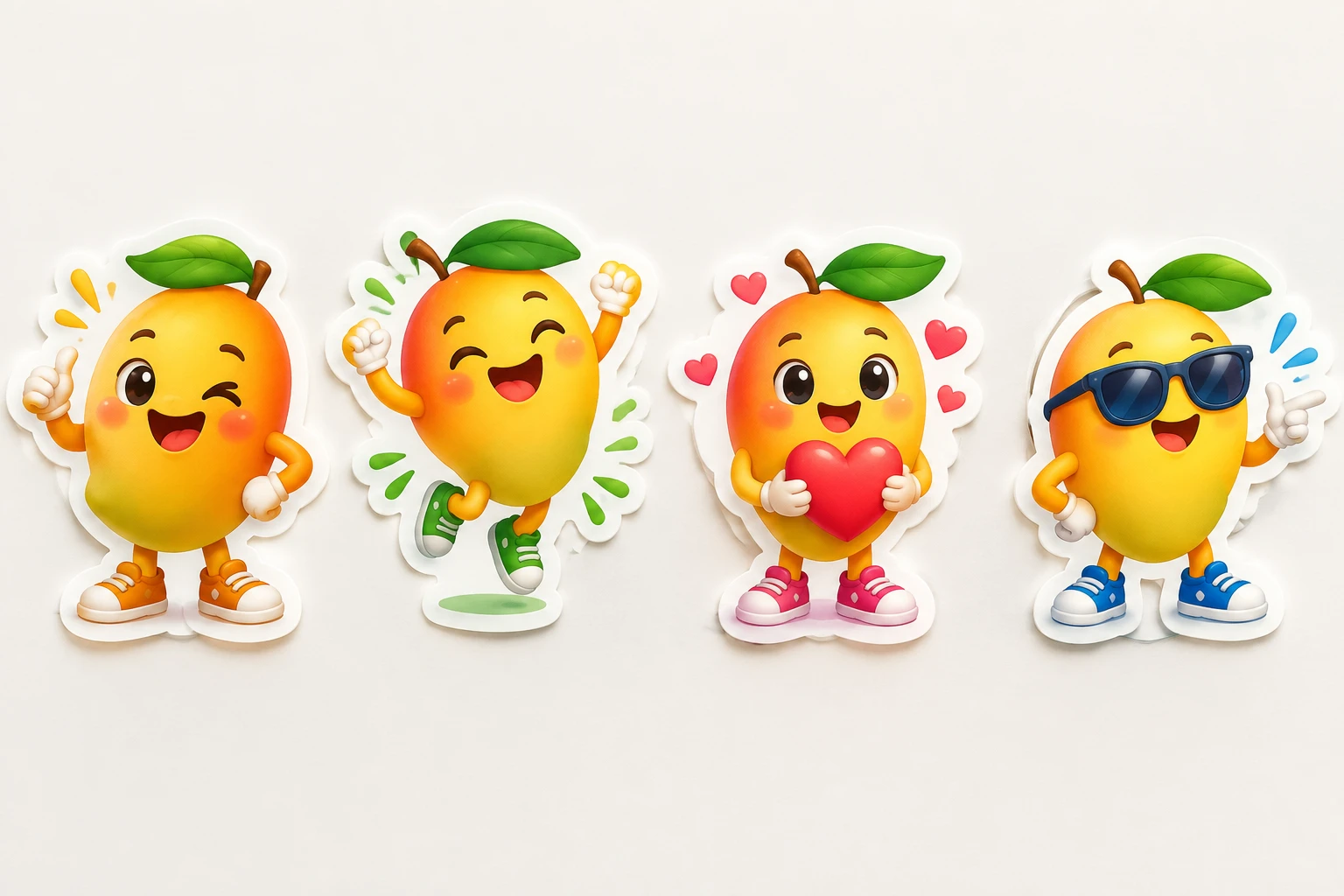 Four sticker candidates arranged for comparing style and composition