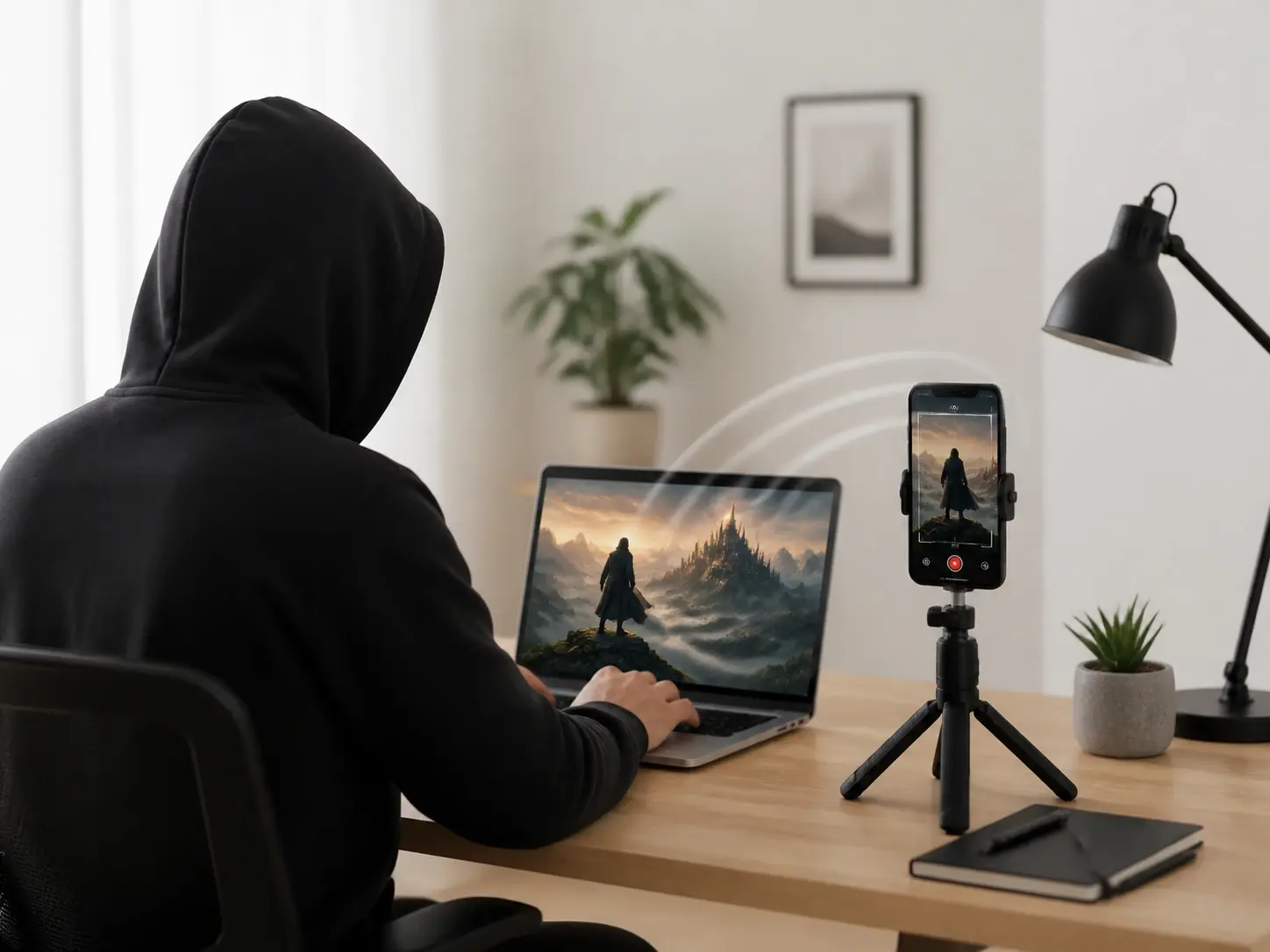 Faceless creator building vertical story shorts with a built in presenter and voice over narration