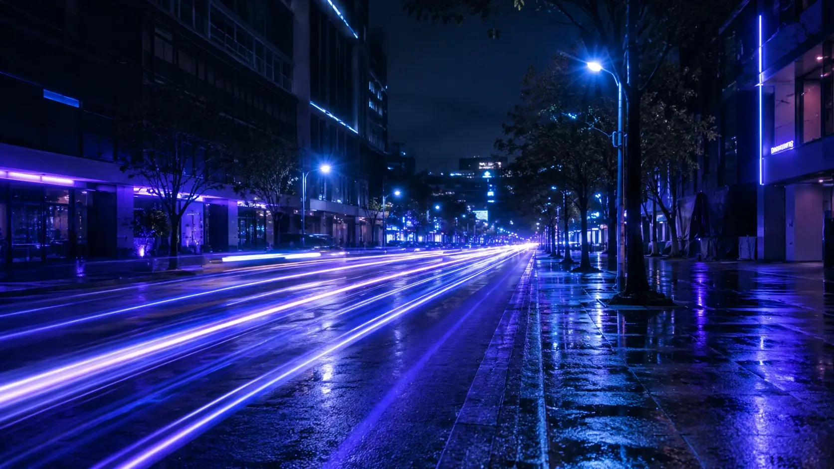 夜の街並みをサイバーパンク背景にしたAI 画像変換