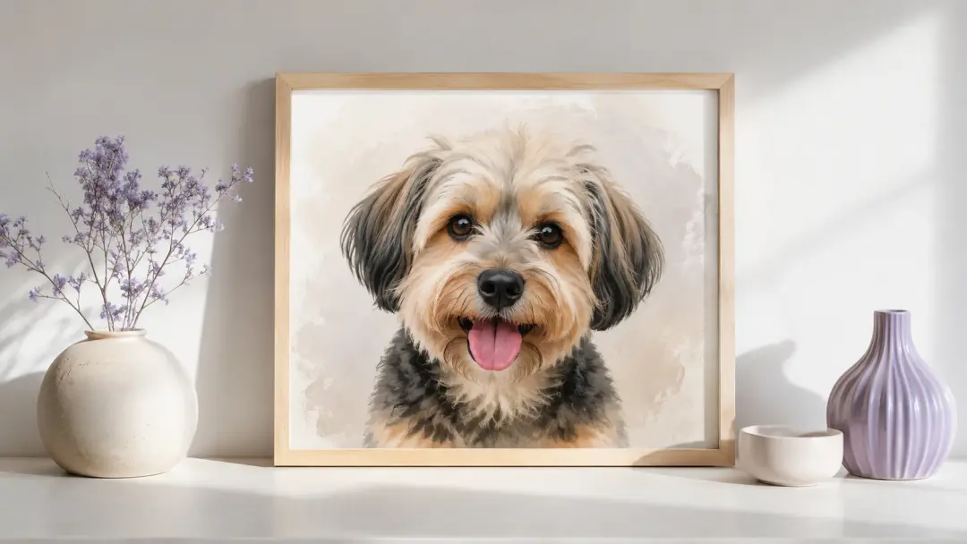 犬の写真を記念ビジュアルにしたAI 画像変換