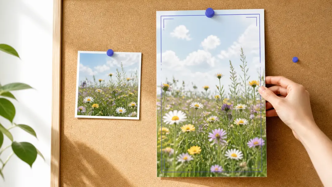 Hochformat Motiv für Social Media entsteht beim KI Bild erstellen mit Referenzfoto daneben