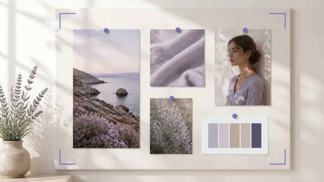 Stilreferenz für eine Video Szene zeigt KI Bild erstellen als ruhiges Moodboard