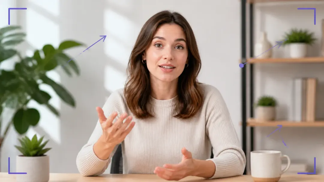 Ruhige Erklärszene mit kleinen Bewegungen zeigt ki video erstellen für ein Tutorial