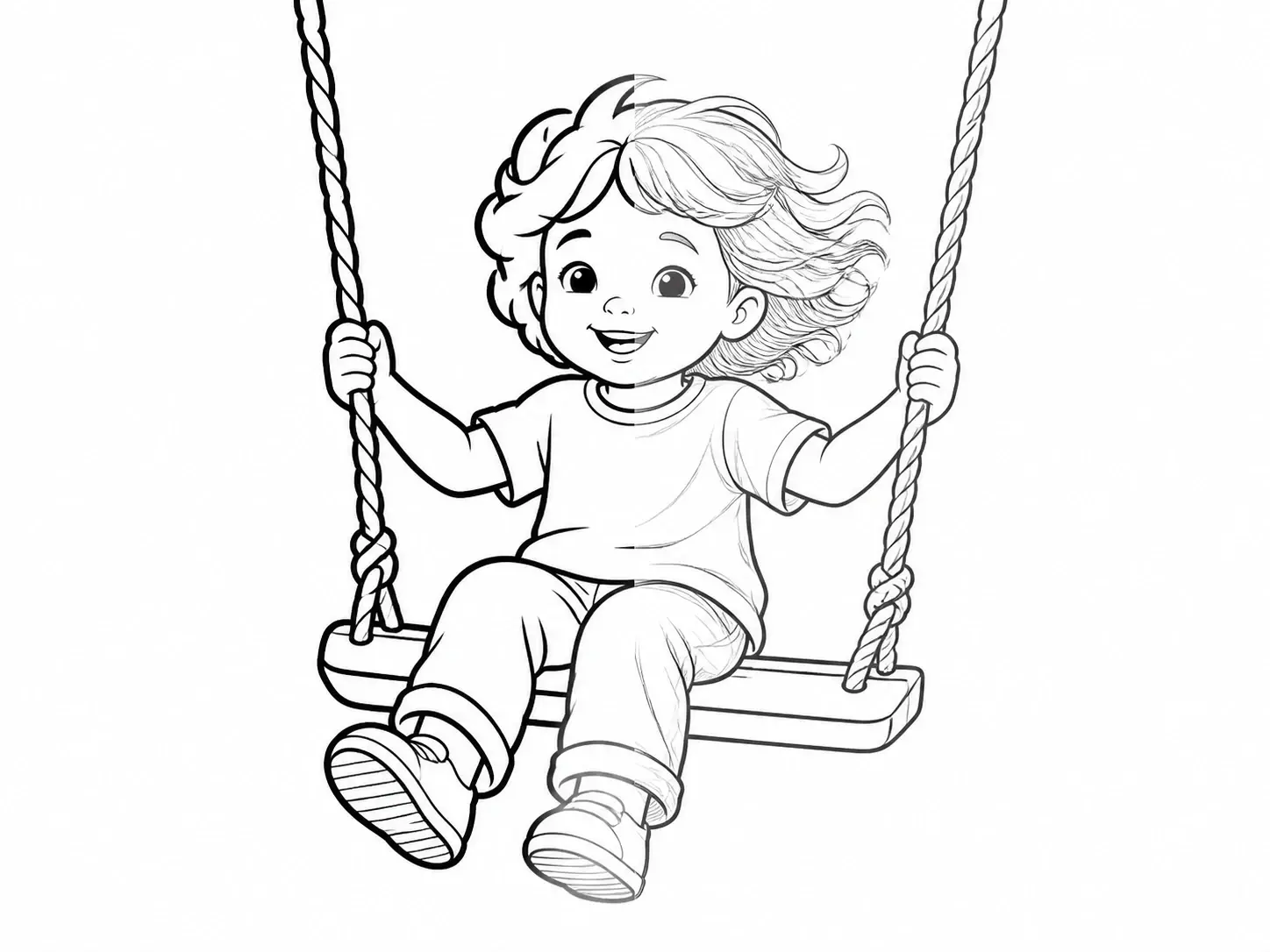 One child's photo shown as a bold thick line sheet and a finer detailed outline sheet
