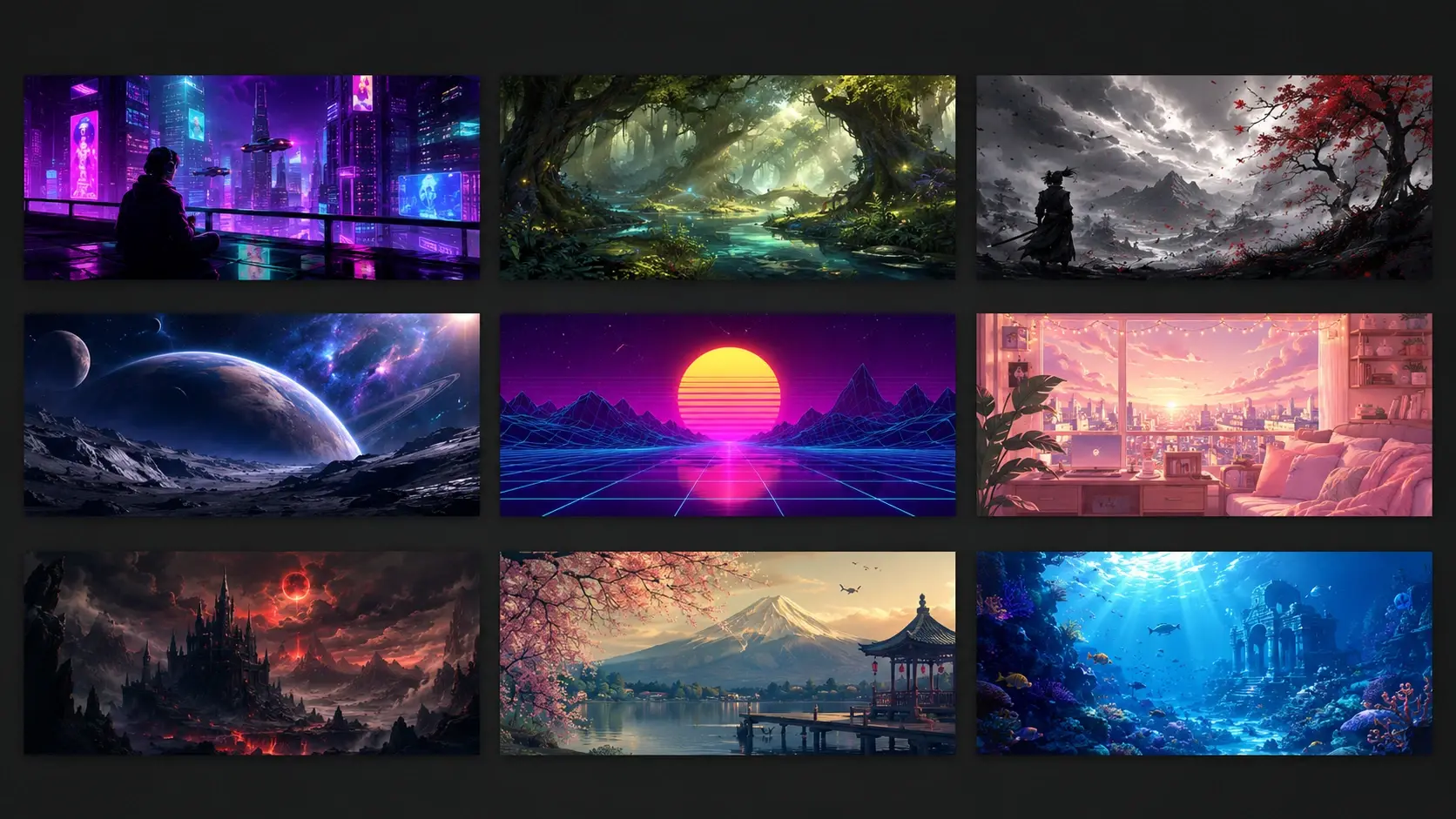 Gallery of Twitch banner templates preset to slot sizes with channel names and game backgrounds