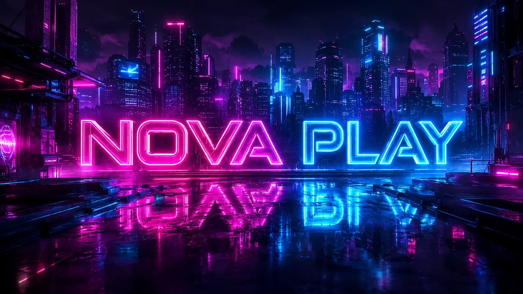 A 1200x480 Twitch profile banner with a neon channel name, game title and stream schedule