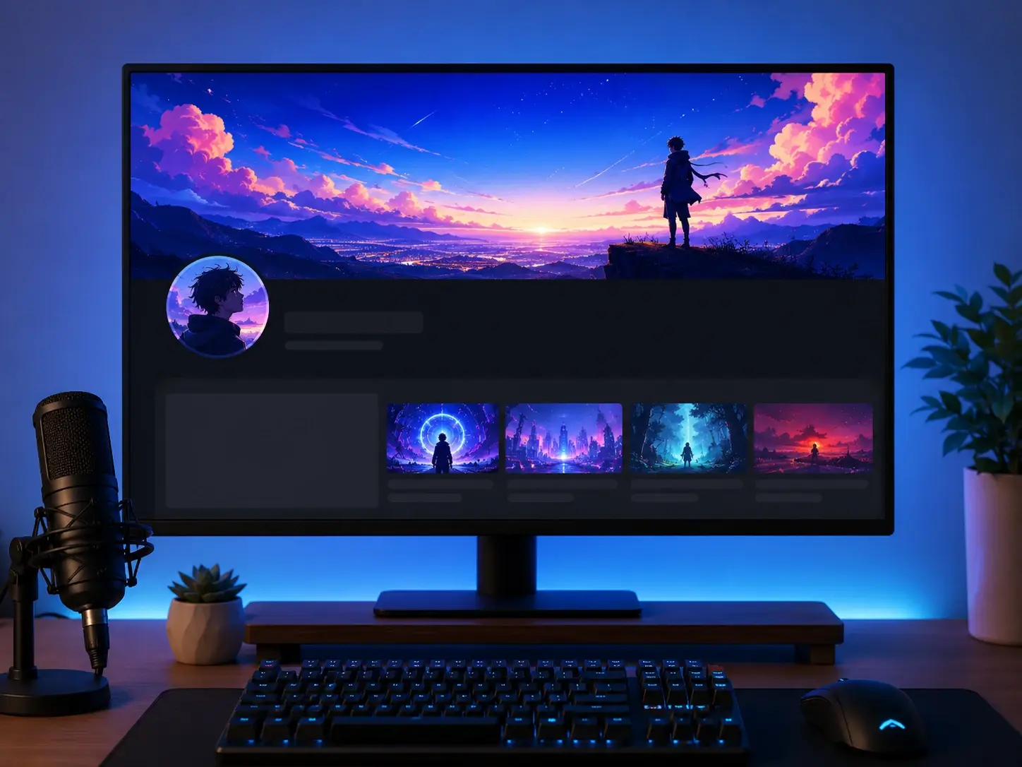 A brand new Twitch channel page with a freshly made banner and matching avatar in place