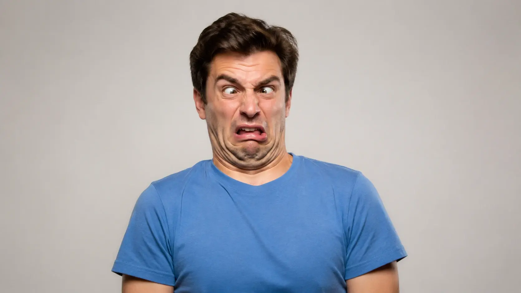 Exaggerated comedic reaction face asset ready to generate with VideoAI