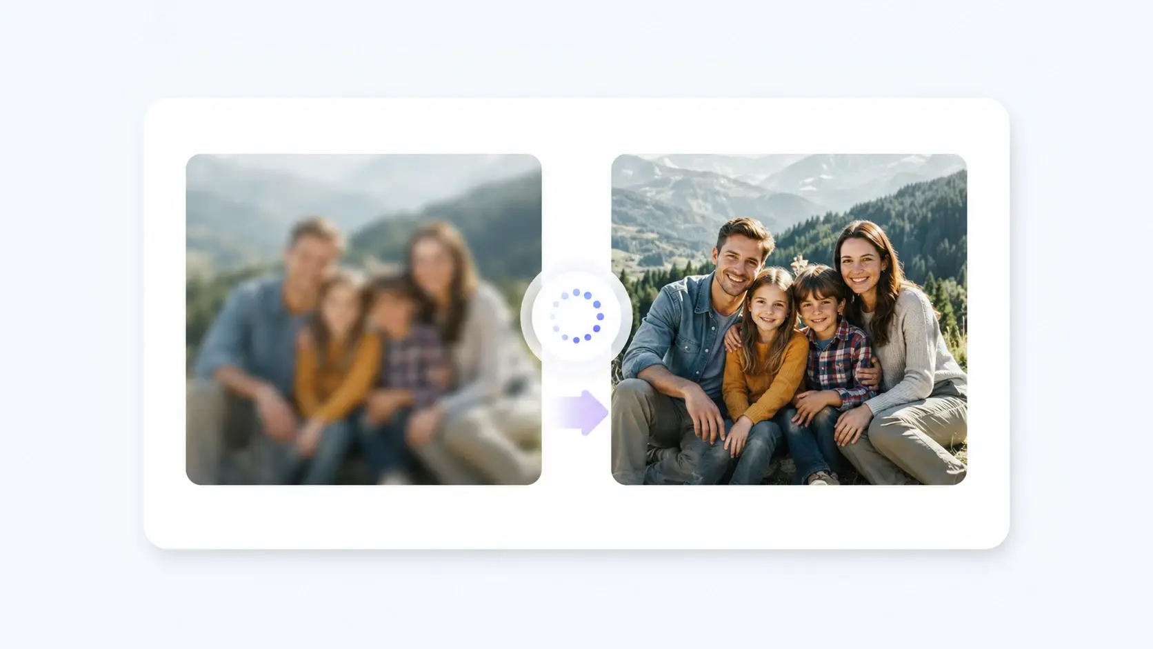 Upload panel processing a soft photo automatically with no manual sliders shown