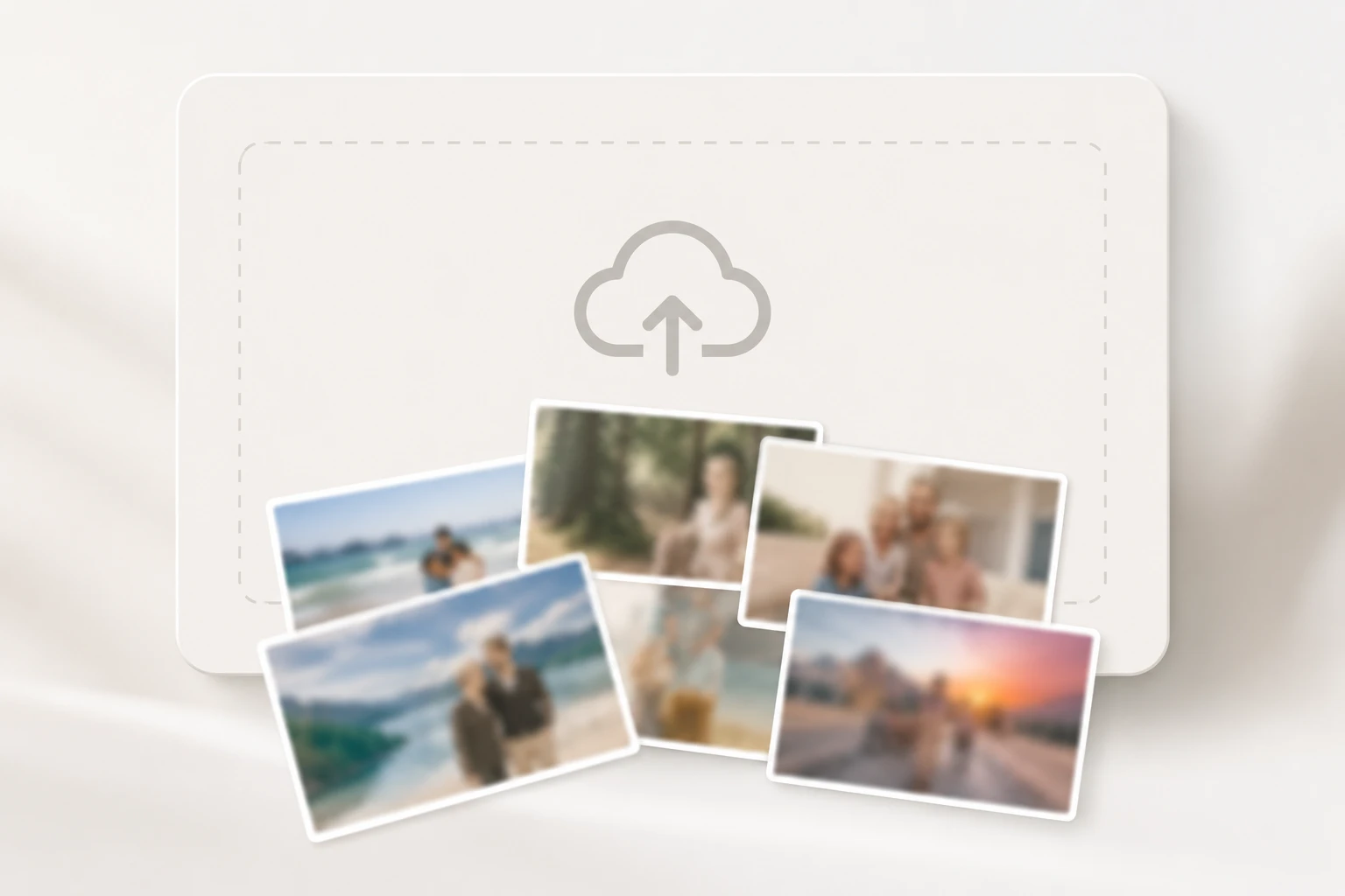 Several blurry photos dragged into an upload area as one batch in VideoAI