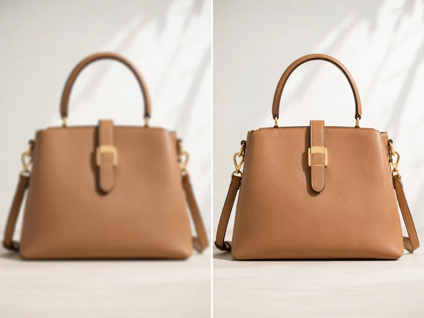 Fuzzy product listing photo beside a crisp sharpened version an online seller compares