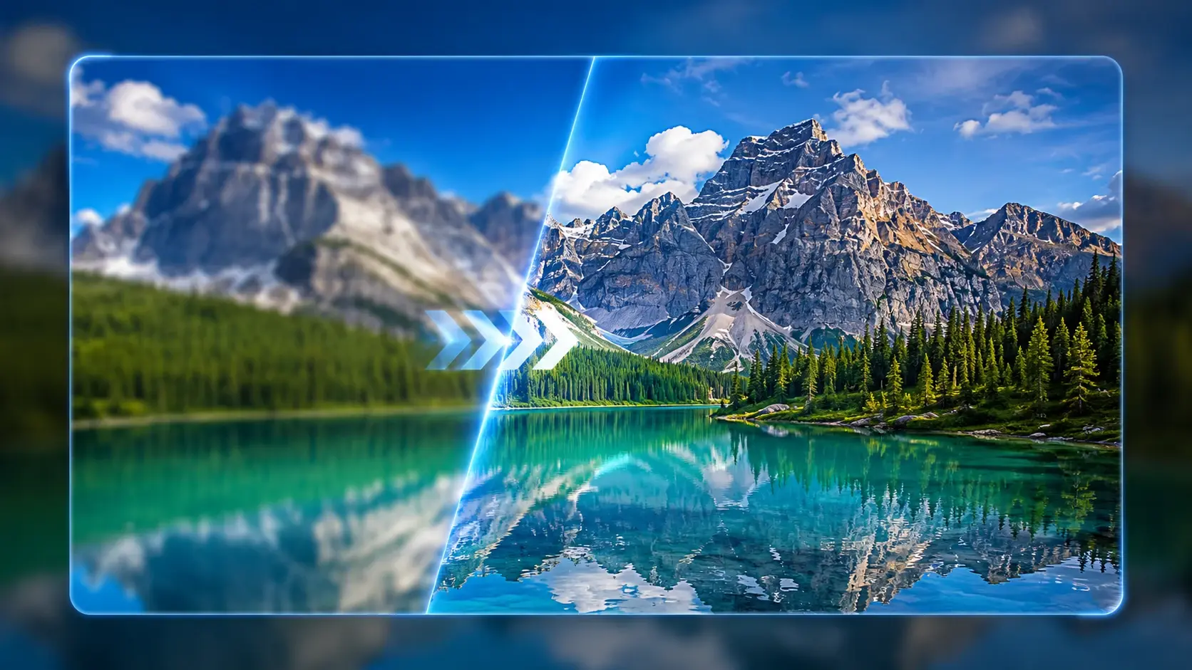 Blurry handheld clip turning sharp frame by frame after VideoAI rebuilds edge detail