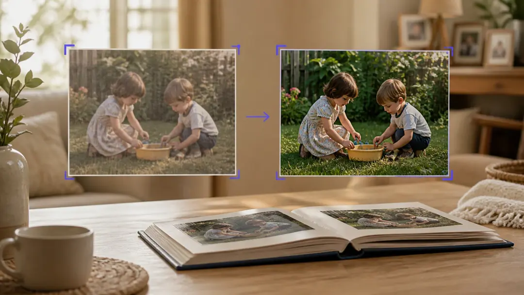 Altes Familienvideo erhält durch Video Upscaling ruhige Flächen und frische Farben
