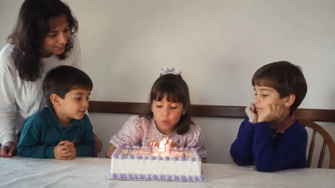 Old family birthday video enhanced to modern resolution