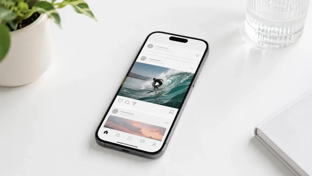 Crisp upscaled video on phone social media feed
