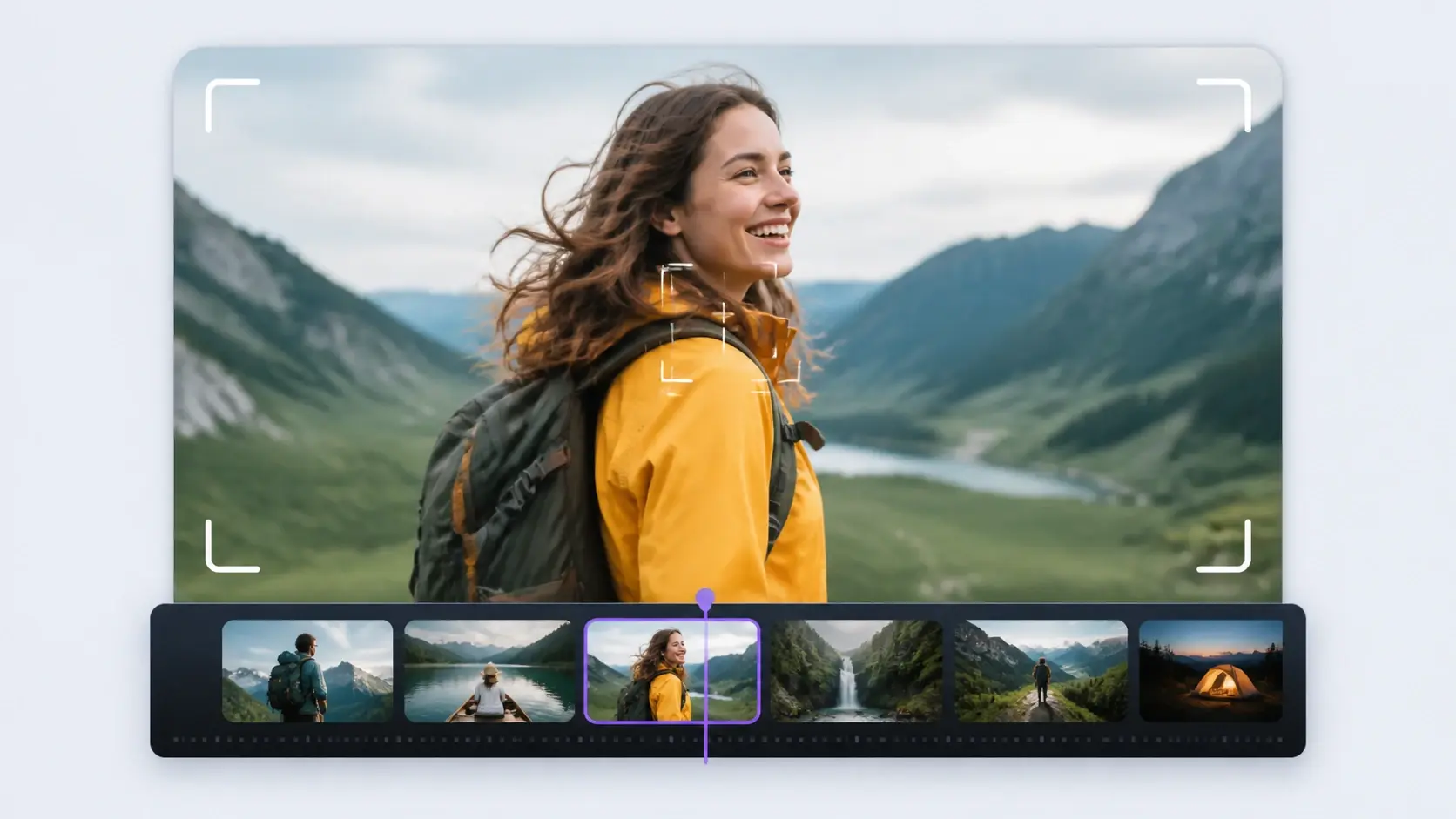 A group of still photos connected into one flowing video inside VideoAI