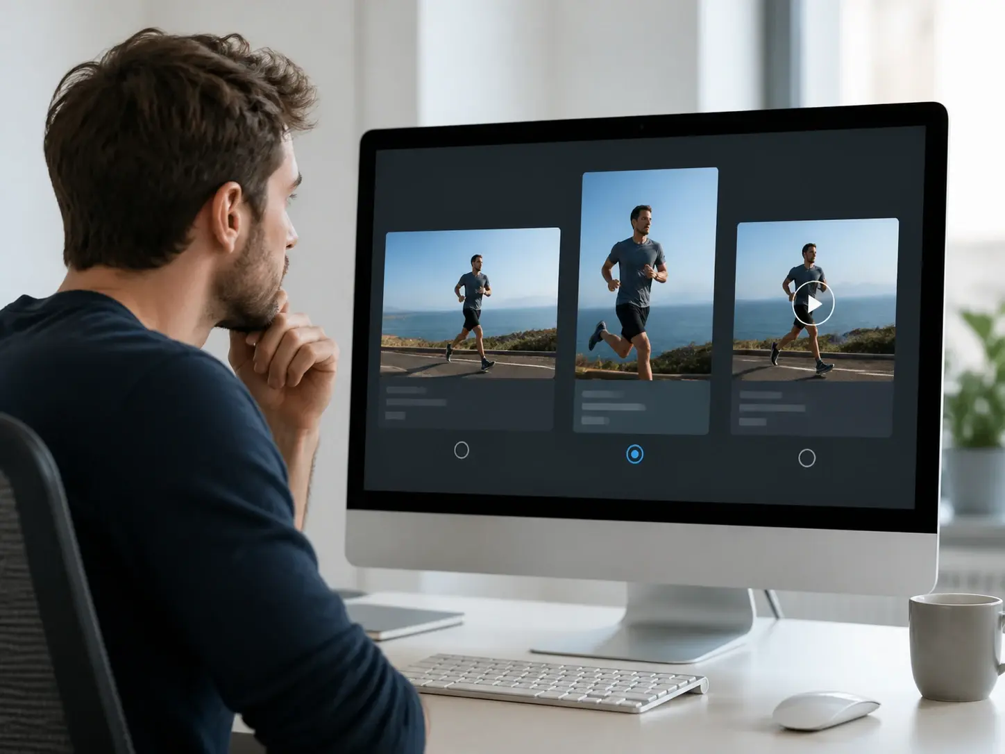 Marketer comparing ad variants for different placements inside VideoAI