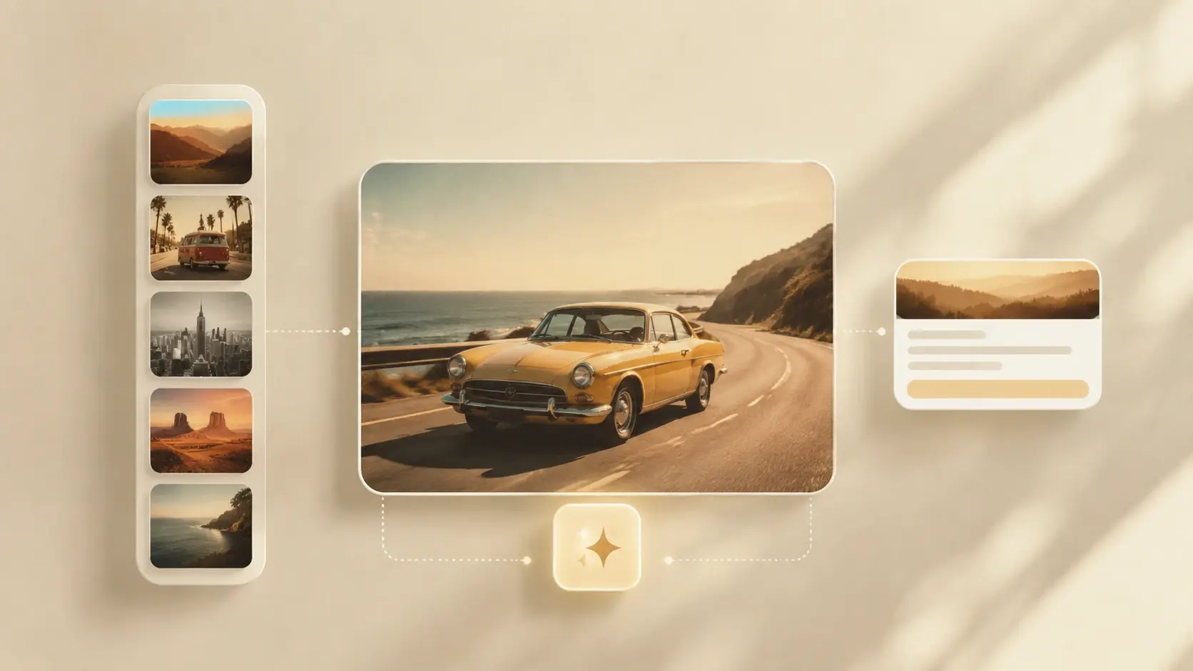 A preset style panel next to a prompt box describing a warm faded film tone