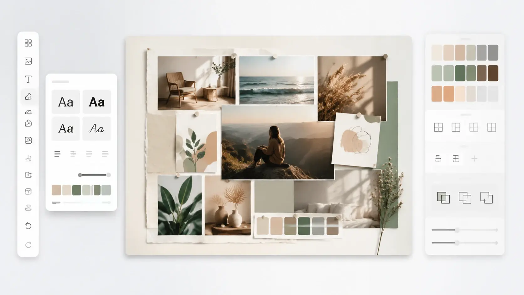 Visual editor panel adjusting fonts, colors, and layout of a generated board