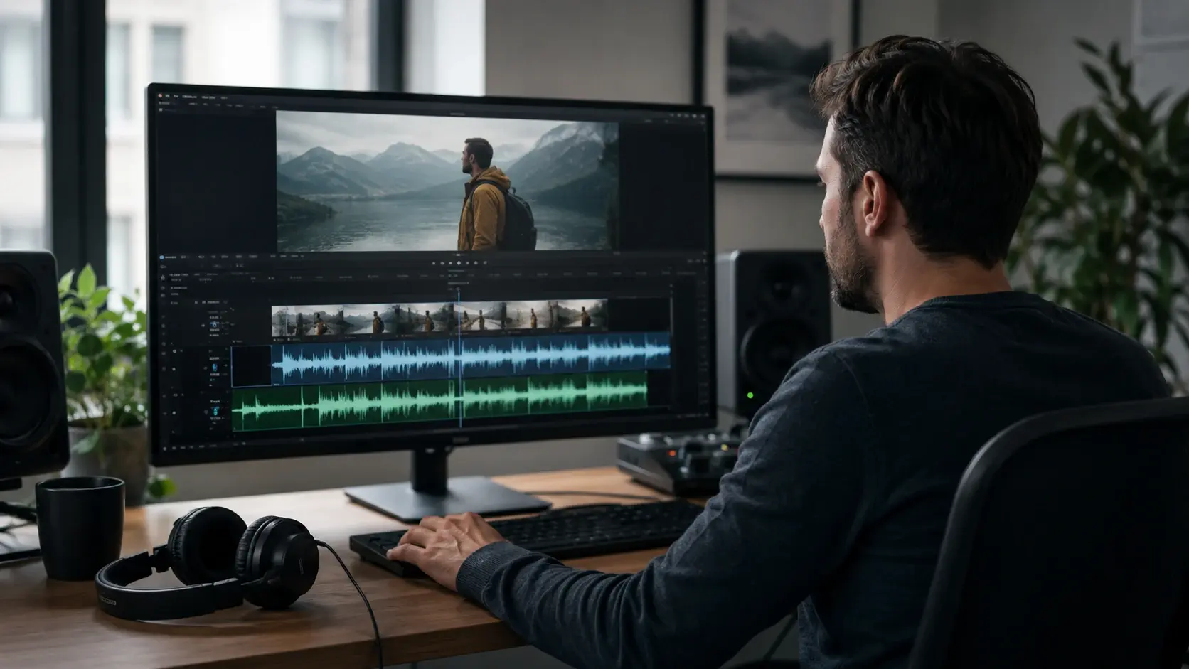 Video editor replacing voice track on timeline