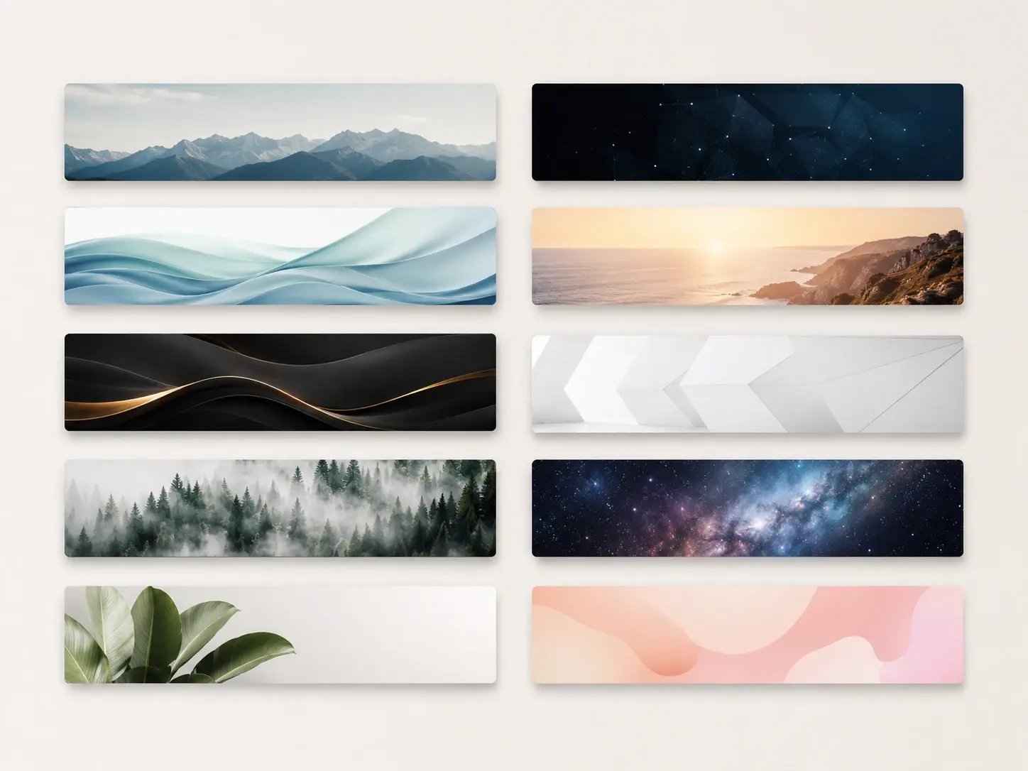 Several YouTube banner options for different channels arranged in a comparison grid