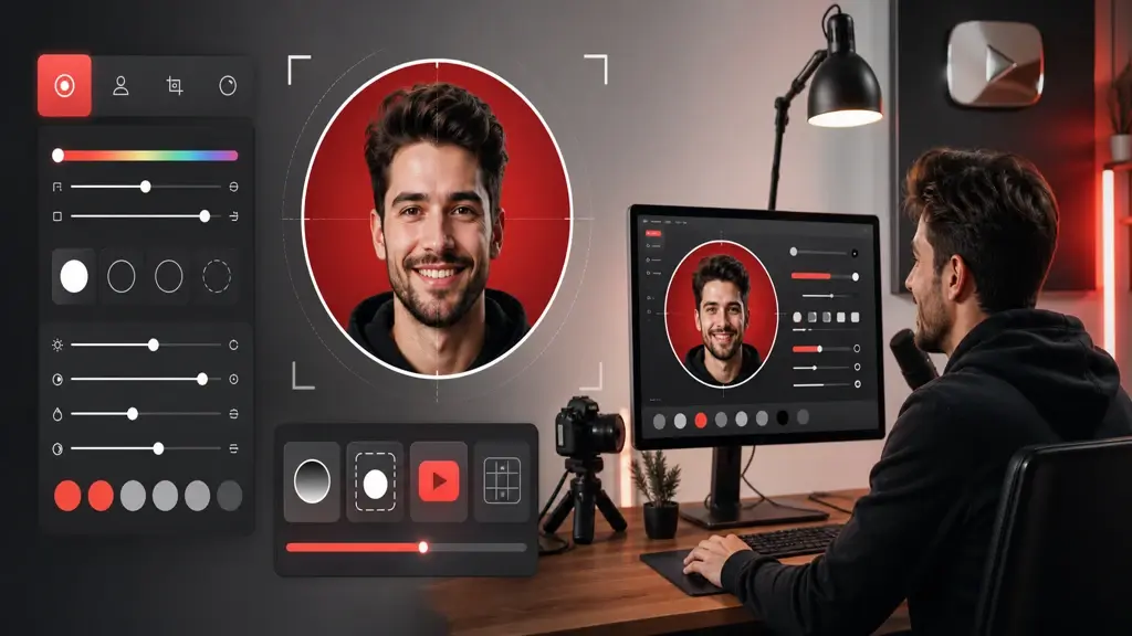 Creator previewing a youtube profile picture crop beside channel icon export settings
