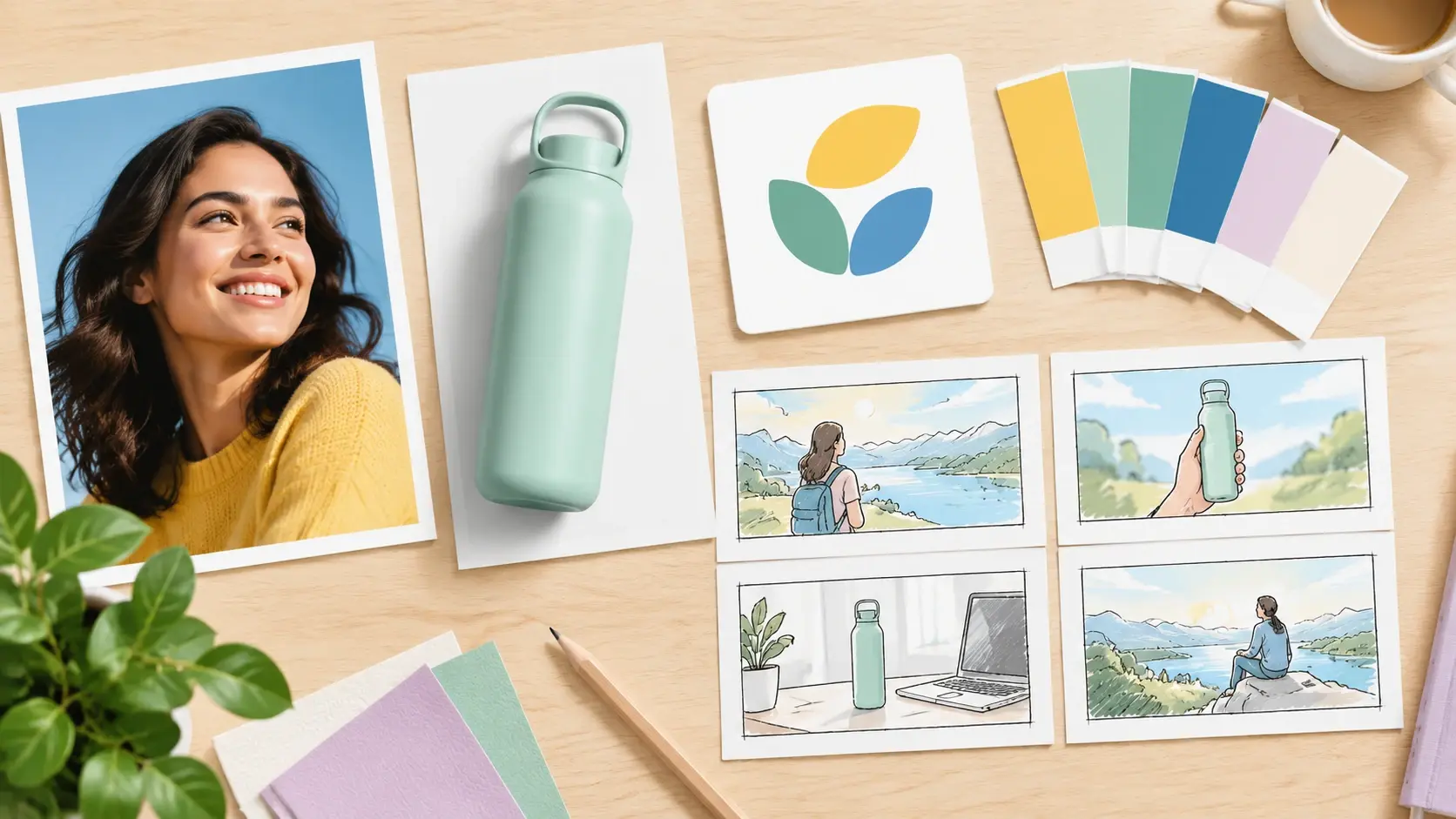 Template gallery with uploaded image logo and stock assets for a YouTube thumbnail