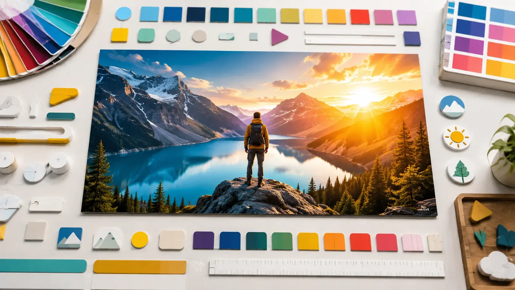 Visual editor adjusting text fonts icons colors and layout on a custom thumbnail